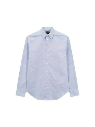 Men s Micro Pattern Modern Fit Shirt Blue - EMPORIO ARMANI - BALAAN 1