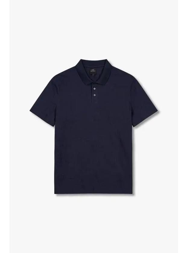 Men s Jacquard Logo Pattern Polo Shirt Navy - ARMANI EXCHANGE - BALAAN 1