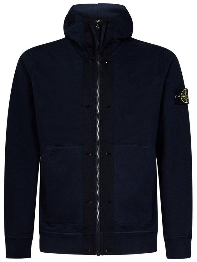 Wappen Patch Cotton Fleece Zip Up Hoodie Navy - STONE ISLAND - BALAAN 2