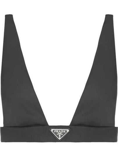 Women's Triangle Logo Re-Nylon Bra Top Sleeveless Black - PRADA - BALAAN 2