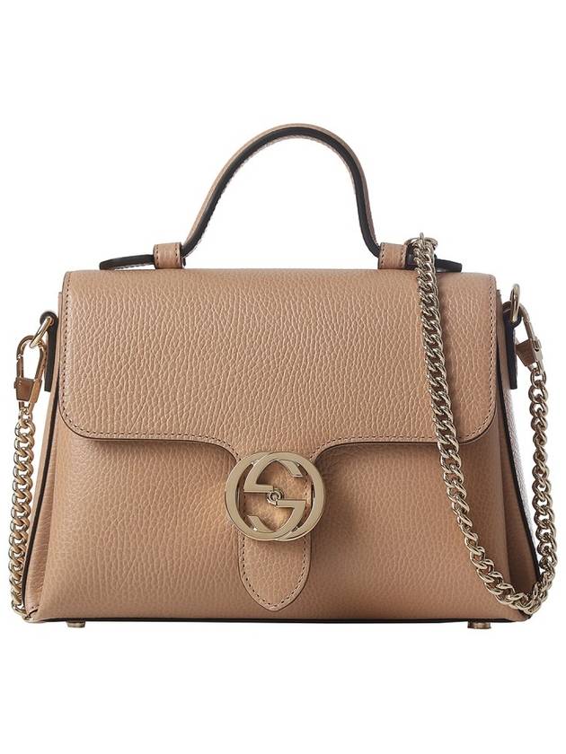 Interlocking G Chain Small Leather Cross Bag Beige - GUCCI - BALAAN 2