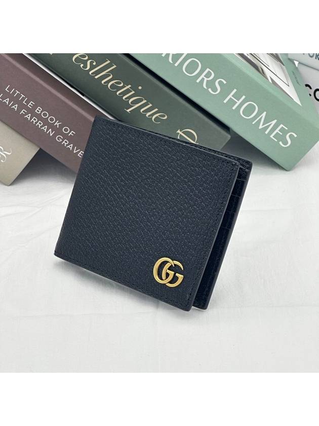 GG Marmont Leather Bi Fold Wallet Black Gold - GUCCI - BALAAN 5