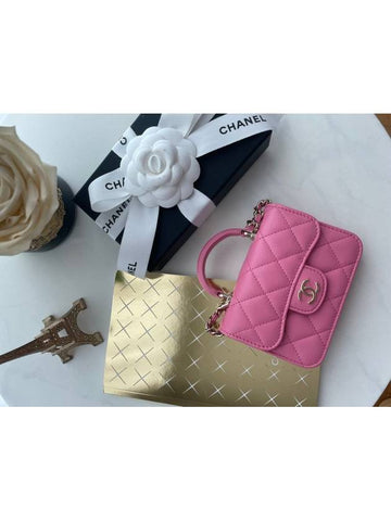 Top handle flap chain mini bag AP2200 pink color - CHANEL - BALAAN 1