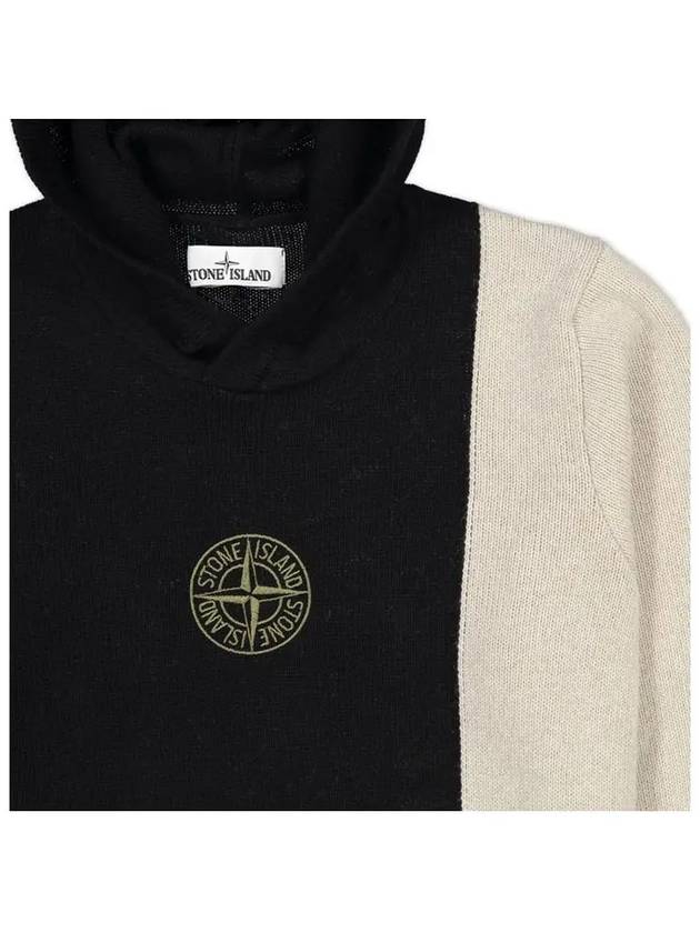 Embroidered Logo Knit Hoodie Black - STONE ISLAND - BALAAN 5