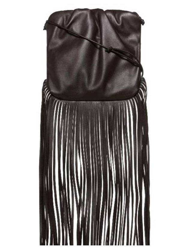 Fondente Leather Fringe Shoulder Bag Black - BOTTEGA VENETA - BALAAN 1