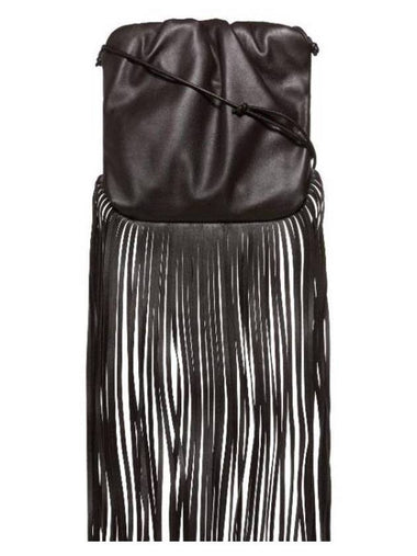 Fondente Leather Fringe Shoulder Bag Black - BOTTEGA VENETA - BALAAN 1