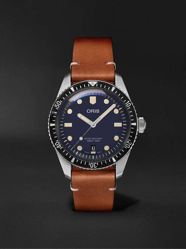 DIVERS SIXTYFIVE DATE Automatic 40MM Stainless Steel Leather Watch REF No 01 733 7707 405507 5 20’ 45 01 733 7707 4055 07 5 20 45 B0081055192 - ORIS - BALAAN 1