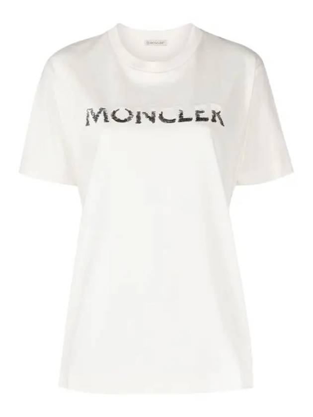 Logo Sequin Cotton Short Sleeve T-Shirt White - MONCLER - BALAAN 2