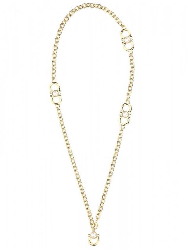 Salvatore Gancini Pearl Pendant Long Necklace Gold - SALVATORE FERRAGAMO - BALAAN 1