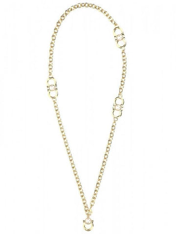 Salvatore Gancini Pearl Pendant Long Necklace Gold - SALVATORE FERRAGAMO - BALAAN 1