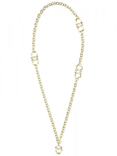 Salvatore Gancini Pearl Pendant Long Necklace Gold - SALVATORE FERRAGAMO - BALAAN 1