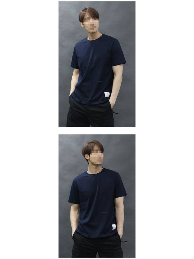 Men's Side Slit Relaxed Short Sleeve T-Shirt Navy - THOM BROWNE - BALAAN 3