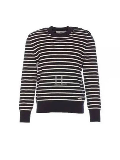 Striped Sailor Crew Neck Knit Top White Navy - AMI - BALAAN 2