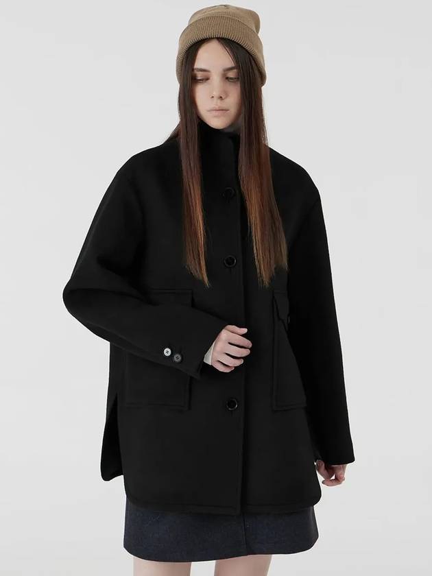 Women's China Collar Half Coat Black - VOYONN - BALAAN 3