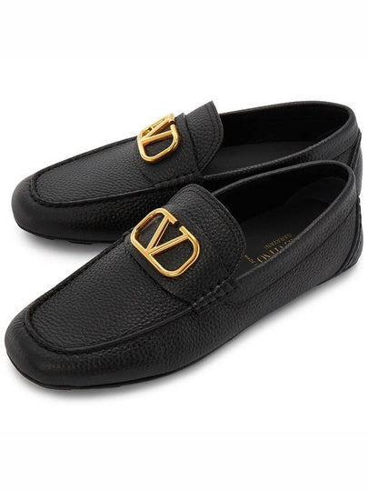 Gold V Logo Loafers Black - VALENTINO - BALAAN 2