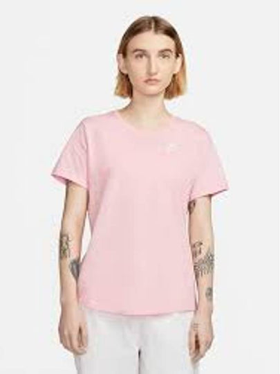 Women's Sportswear Club Essentials Logo Crew Neck Short Sleeve T-Shirt Pink - NIKE - BALAAN 2