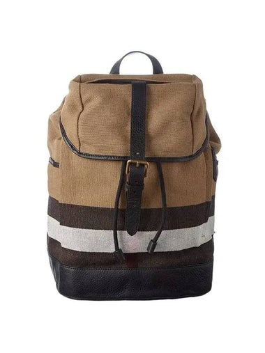 Check Drifton Canvas Backpack Beige Black - BURBERRY - BALAAN 1