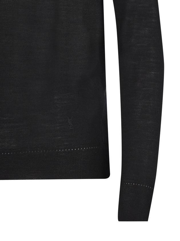 Cassandre Wool Turtle Neck Black - SAINT LAURENT - BALAAN 4