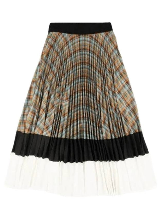 Women's Check Accordion Pleated Skirt Green - PEOPLE OF THE WORLD - BALAAN 1