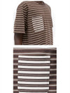 Men's Striped Cotton Short Sleeve T-Shirt Brown - THOM BROWNE - BALAAN 6