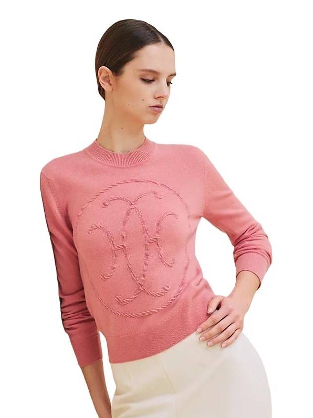 Cashmere H Lift Long Sleeve Knit Top Pink - HERMES - BALAAN 3