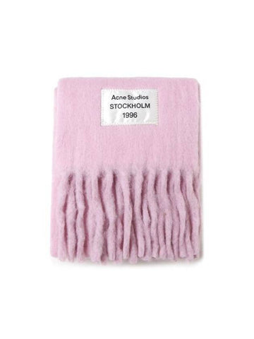 Logo Label Fringe Scarf Pink - ACNE STUDIOS - BALAAN 1