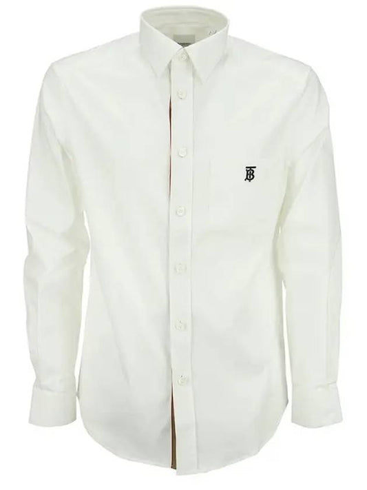 Men's Monogram Logo Long Sleeve Shirt White - BURBERRY - 1