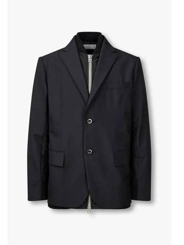 Men s Nylon Twill Mix Shooting Jacket Black - SACAI - BALAAN 1