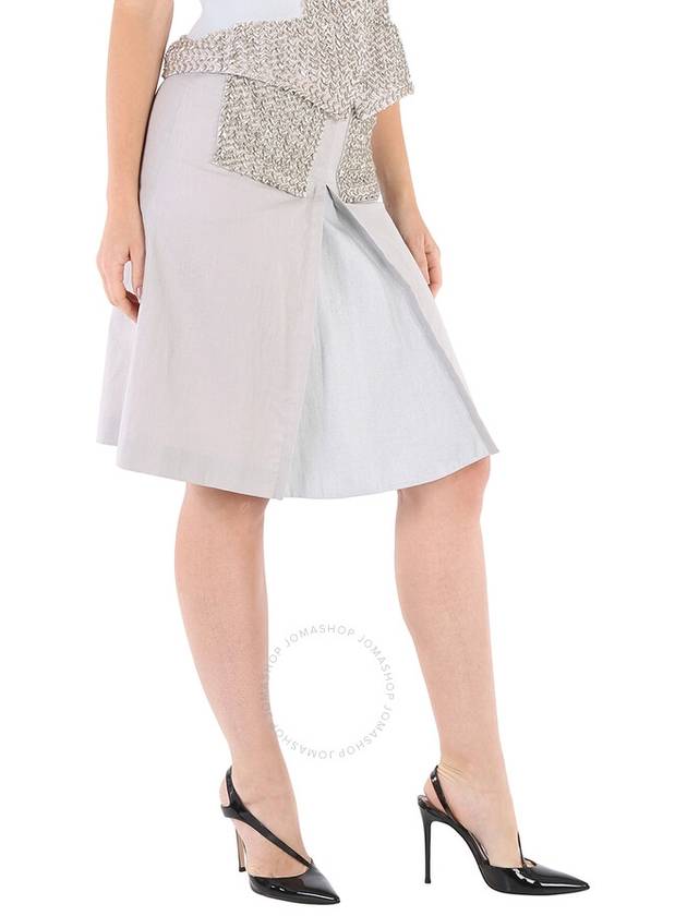 Burberry Ladies Grey Melange Crystal Embroidered Box Pleated Midi Skirt, Brand Size 4 (US Size 2) - BURBERRY - BALAAN 2