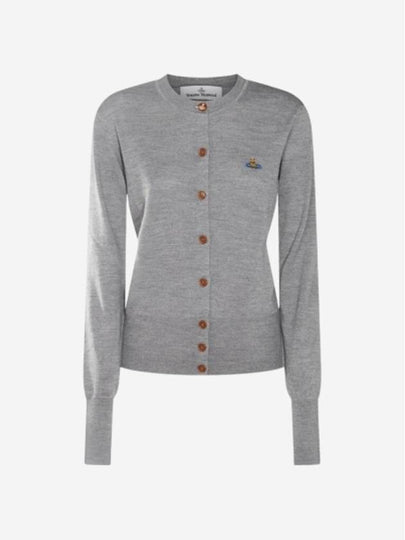 Bea Logo Wool Cardigan Grey - VIVIENNE WESTWOOD - BALAAN 2