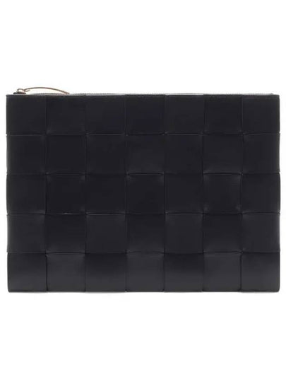 Cassette Intrecciato Medium Clutch Bag Black - BOTTEGA VENETA - BALAAN 2