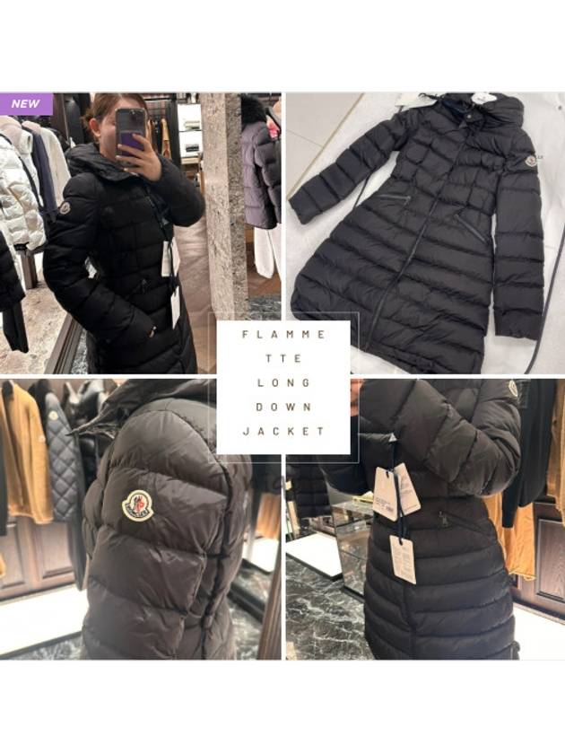 Flammette Long Down Jacket Black - MONCLER - BALAAN 11