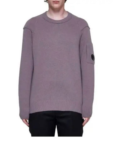 Lambswool GRS Crew Neck Knit Top Purple - CP COMPANY - BALAAN 1