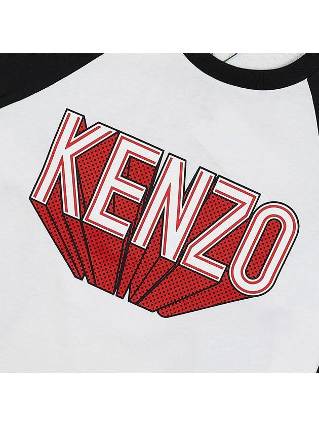 Logo Print Cotton Long Sleeve T-shirt Black White - KENZO - BALAAN 8