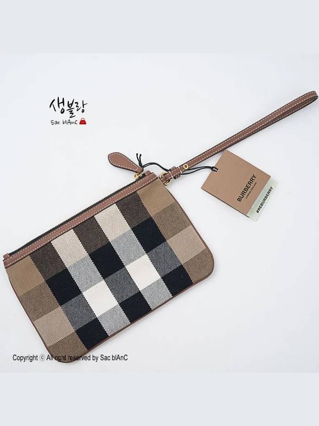 New Peyton Check Canvas Strap Clutch Bag Brown - BURBERRY - BALAAN 4