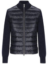 Logo Padded Wool Cardigan Navy - MONCLER - BALAAN 1