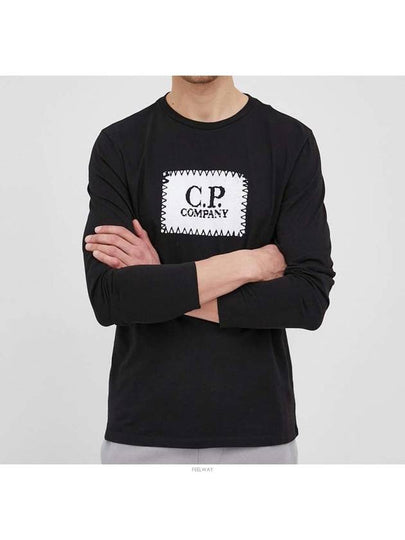 Men's Embroidery Logo Print Long Sleeve T-Shirt Black - CP COMPANY - BALAAN 2