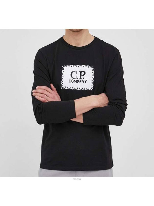 Men's Logo Embroidery Printing Long Sleeve T-Shirt Black - CP COMPANY - BALAAN 2