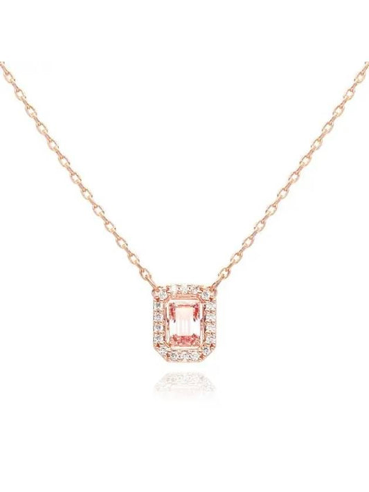 Una Octagon Cut Crystal Pendant Necklace Pink Rose Gold - SWAROVSKI - BALAAN 2