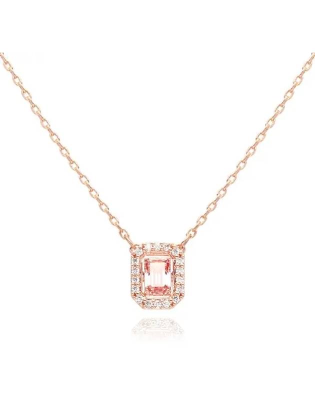 Una Octagon Cut Crystal Pendant Necklace Pink Rose Gold - SWAROVSKI - BALAAN 4