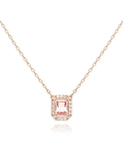 Una Octagon Cut Crystal Pendant Necklace Pink Rose Gold - SWAROVSKI - BALAAN 2