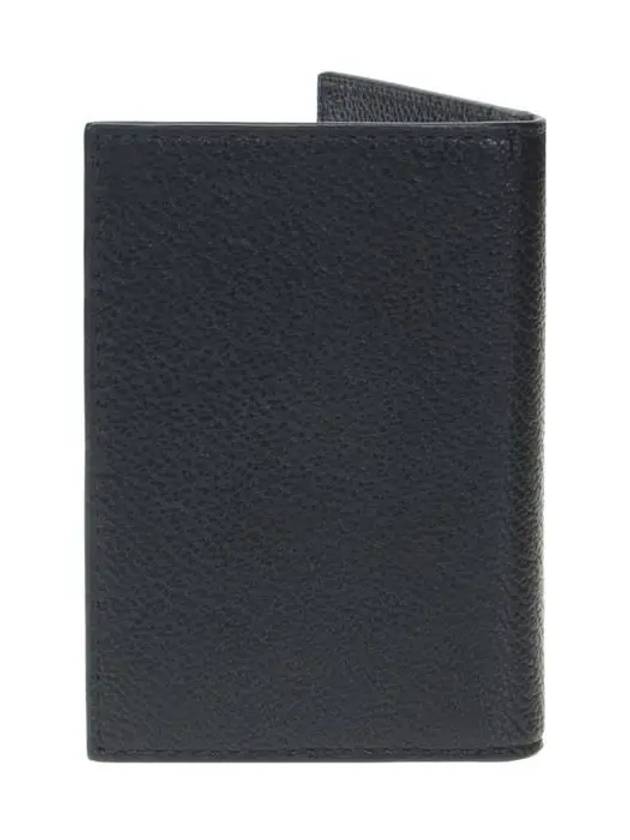 Vitello Triangle Logo Saffiano Flap Card Wallet Black - PRADA - BALAAN 5