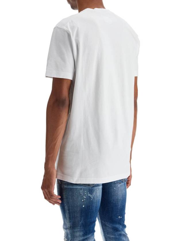 white cotton t-shirt with embroidered logo - DSQUARED2 - BALAAN 3