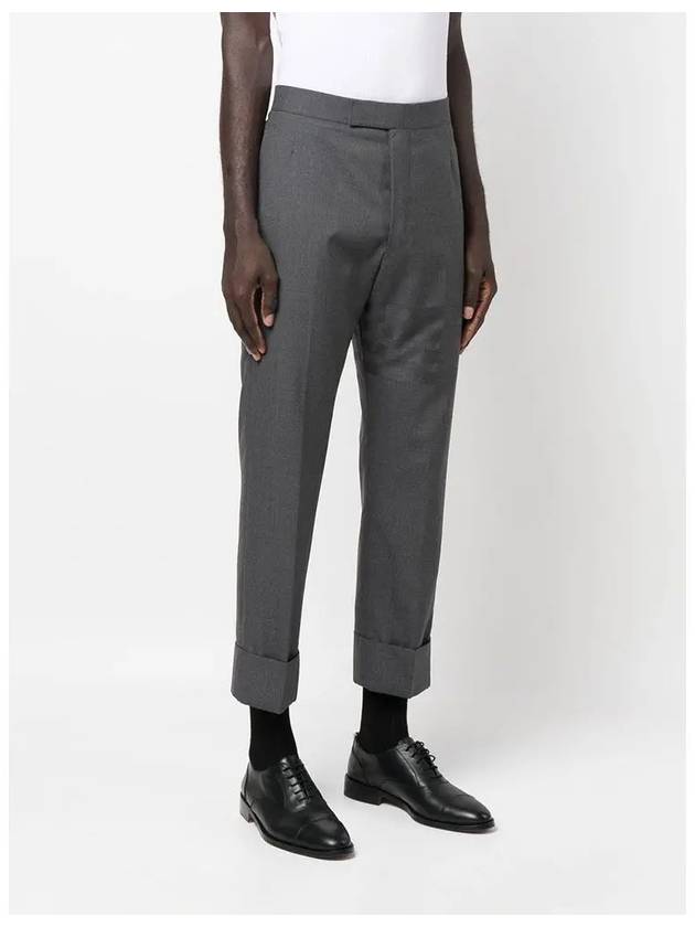 Diagonal Plain Weave Classic Wool Slacks Grey - THOM BROWNE - BALAAN 4