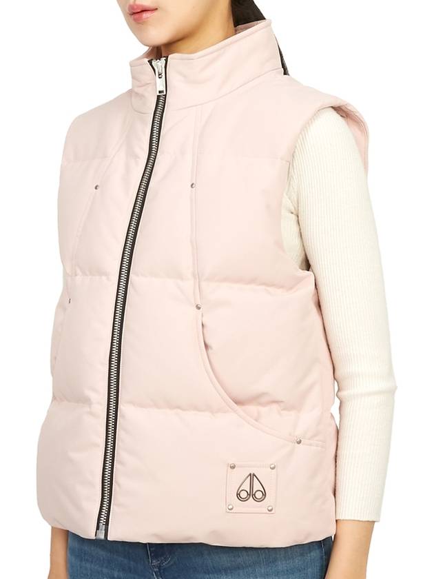 Women's Logo Patch Zipper Padded Vest Pink - MOOSE KNUCKLES - BALAAN 4