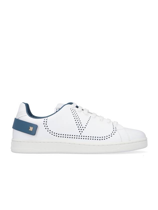 Men's V Logo Blue Backnet Low Top Sneakers White - VALENTINO - BALAAN 1