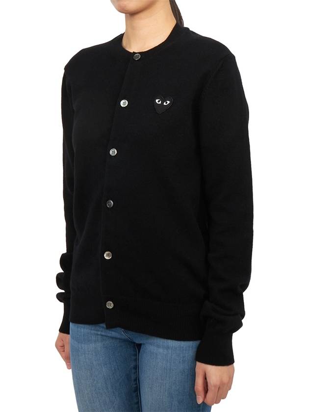 Black wappen wool round neck cardigan - COMME DES GARCONS PLAY - BALAAN 4