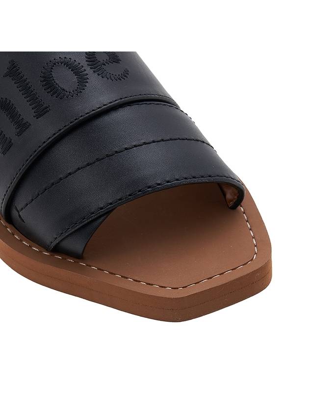 Woody Logo Leather Flat Slippers Black - CHLOE - BALAAN 10