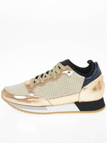 Leather Fabric Low-Top Sneakers Gold - PHILIPPE MODEL - BALAAN 1