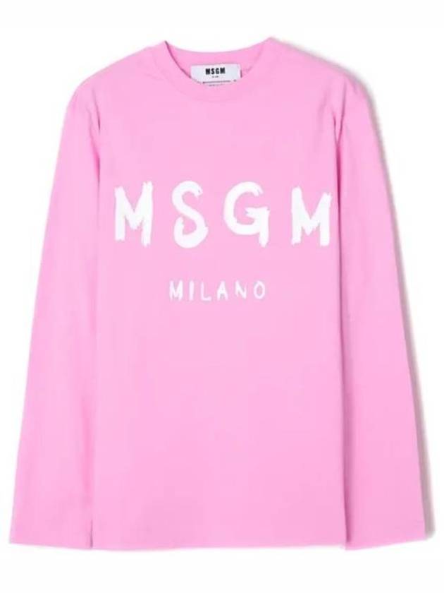 Milano Brushed Logo Cotton Long Sleeve T-Shirt Pink - MSGM - BALAAN 2